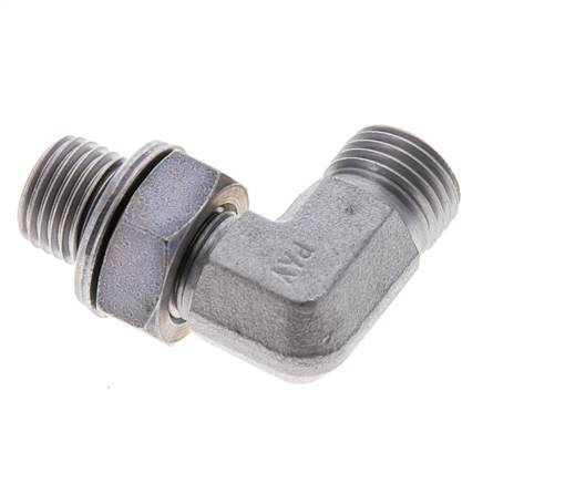 UNF 9/16''-18 x G 1/4'' Male Zinc plated Steel 90 deg Elbow Fitting ORFS 400 Bar - Hydraulic