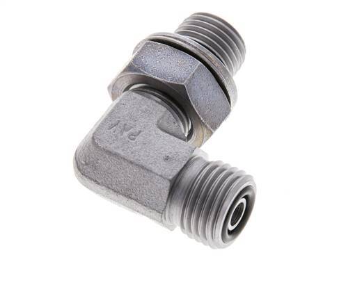 UNF 9/16''-18 x G 1/4'' Male Zinc plated Steel 90 deg Elbow Fitting ORFS 400 Bar - Hydraulic