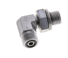 UNF 9/16''-18 x G 1/4'' Male Zinc plated Steel 90 deg Elbow Fitting ORFS 400 Bar - Hydraulic