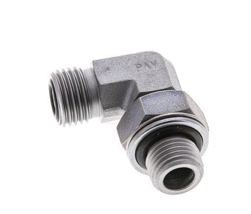 UNF 9/16''-18 x G 1/4'' Male Zinc plated Steel 90 deg Elbow Fitting ORFS 400 Bar - Hydraulic