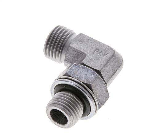 UNF 9/16''-18 x G 1/4'' Male Zinc plated Steel 90 deg Elbow Fitting ORFS 400 Bar - Hydraulic