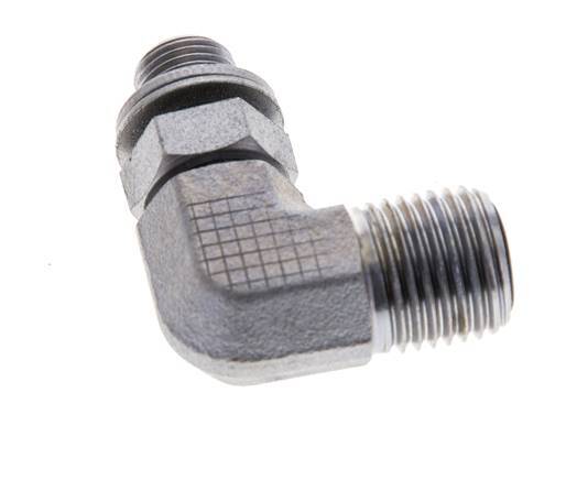 UNF 9/16''-18 x G 1/8'' Male Zinc plated Steel 90 deg Elbow Fitting ORFS 400 Bar - Hydraulic