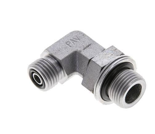 UNF 9/16''-18 x G 3/8'' Male Zinc plated Steel 90 deg Elbow Fitting ORFS 400 Bar - Hydraulic