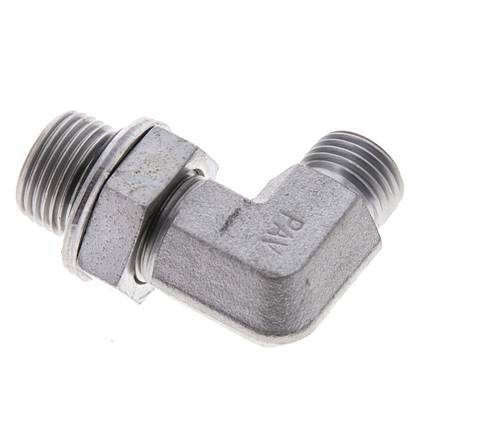 UNF 9/16''-18 x G 3/8'' Male Zinc plated Steel 90 deg Elbow Fitting ORFS 400 Bar - Hydraulic