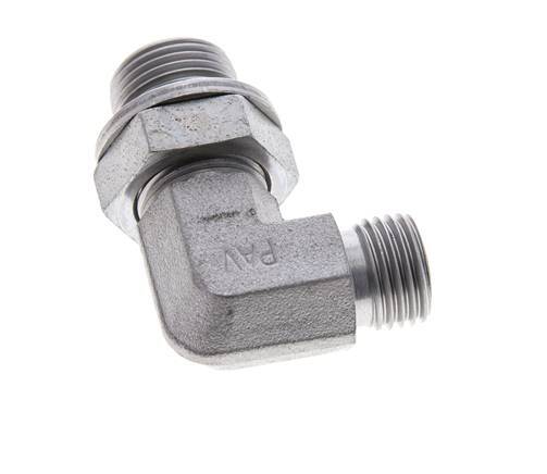 UNF 9/16''-18 x G 3/8'' Male Zinc plated Steel 90 deg Elbow Fitting ORFS 400 Bar - Hydraulic