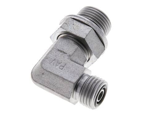 UNF 9/16''-18 x G 3/8'' Male Zinc plated Steel 90 deg Elbow Fitting ORFS 400 Bar - Hydraulic