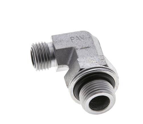 UNF 9/16''-18 x G 3/8'' Male Zinc plated Steel 90 deg Elbow Fitting ORFS 400 Bar - Hydraulic