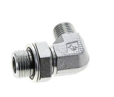 UN 11/16''-16 x G 1/2'' Male Zinc plated Steel 90 deg Elbow Fitting ORFS 400 Bar - Hydraulic