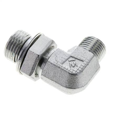 UN 11/16''-16 x G 1/2'' Male Zinc plated Steel 90 deg Elbow Fitting ORFS 400 Bar - Hydraulic