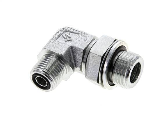 UN 11/16''-16 x G 1/2'' Male Zinc plated Steel 90 deg Elbow Fitting ORFS 400 Bar - Hydraulic