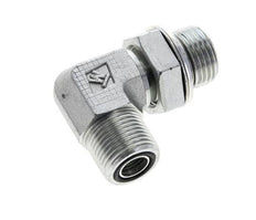 UN 13/16''-16 x G 1/2'' Male Zinc plated Steel 90 deg Elbow Fitting ORFS 400 Bar - Hydraulic