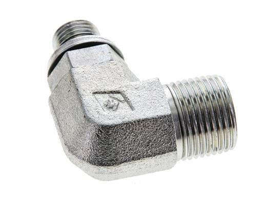 UN 13/16''-16 x G 1/4'' Male Zinc plated Steel 90 deg Elbow Fitting ORFS 400 Bar - Hydraulic