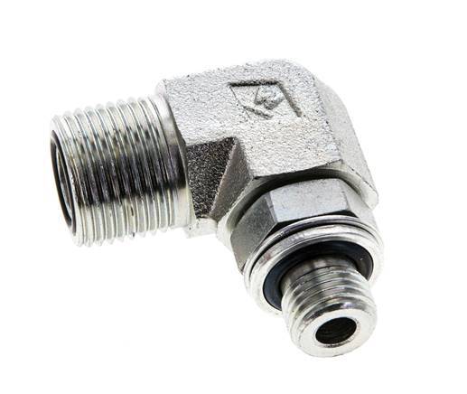 UN 13/16''-16 x G 1/4'' Male Zinc plated Steel 90 deg Elbow Fitting ORFS 400 Bar - Hydraulic