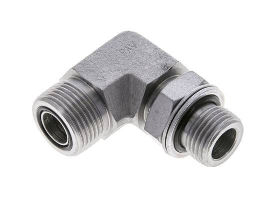UNS 1''-14 x G 1/2'' Male Zinc plated Steel 90 deg Elbow Fitting ORFS 400 Bar - Hydraulic