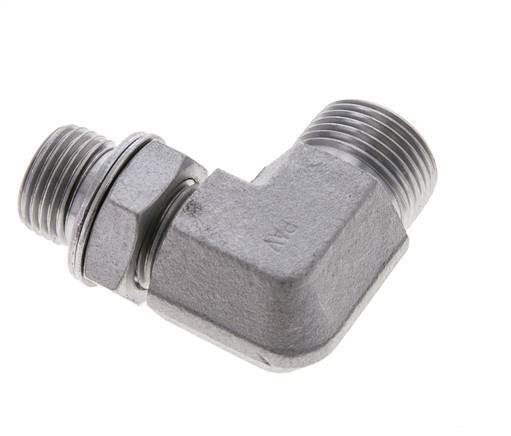 UNS 1''-14 x G 1/2'' Male Zinc plated Steel 90 deg Elbow Fitting ORFS 400 Bar - Hydraulic