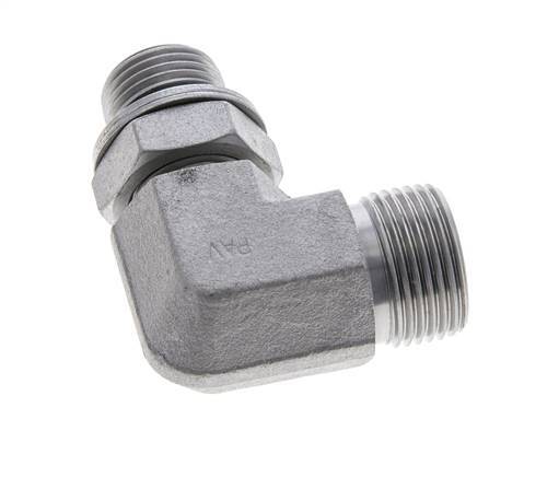 UNS 1''-14 x G 1/2'' Male Zinc plated Steel 90 deg Elbow Fitting ORFS 400 Bar - Hydraulic