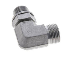UNS 1''-14 x G 1/2'' Male Zinc plated Steel 90 deg Elbow Fitting ORFS 400 Bar - Hydraulic