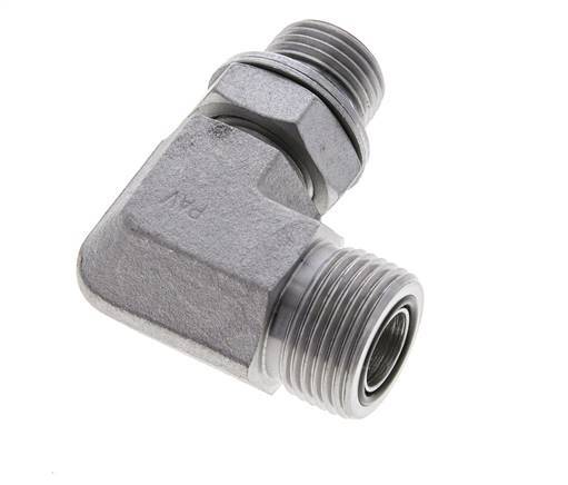 UNS 1''-14 x G 1/2'' Male Zinc plated Steel 90 deg Elbow Fitting ORFS 400 Bar - Hydraulic