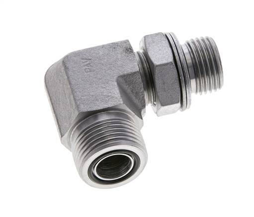 UNS 1''-14 x G 1/2'' Male Zinc plated Steel 90 deg Elbow Fitting ORFS 400 Bar - Hydraulic