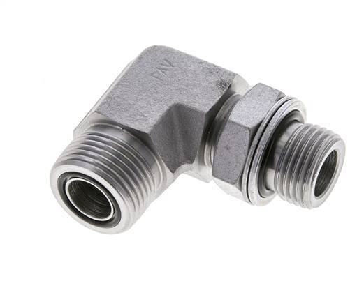 UNS 1''-14 x G 1/2'' Male Zinc plated Steel 90 deg Elbow Fitting ORFS 400 Bar - Hydraulic