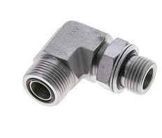 UNS 1''-14 x G 1/2'' Male Zinc plated Steel 90 deg Elbow Fitting ORFS 400 Bar - Hydraulic