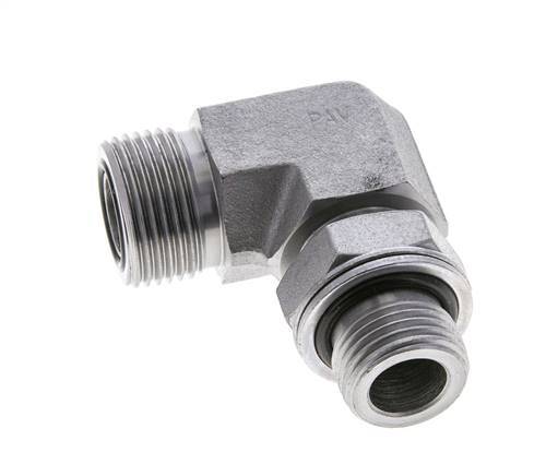 UNS 1''-14 x G 1/2'' Male Zinc plated Steel 90 deg Elbow Fitting ORFS 400 Bar - Hydraulic