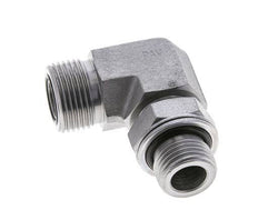 UNS 1''-14 x G 1/2'' Male Zinc plated Steel 90 deg Elbow Fitting ORFS 400 Bar - Hydraulic