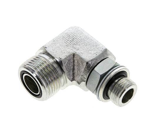 UNS 1''-14 x G 3/8'' Male Zinc plated Steel 90 deg Elbow Fitting ORFS 400 Bar - Hydraulic