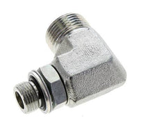 UNS 1''-14 x G 3/8'' Male Zinc plated Steel 90 deg Elbow Fitting ORFS 400 Bar - Hydraulic