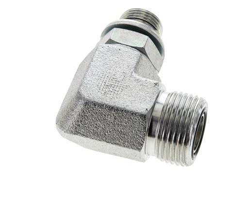 UNS 1''-14 x G 3/8'' Male Zinc plated Steel 90 deg Elbow Fitting ORFS 400 Bar - Hydraulic