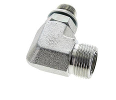 UNS 1''-14 x G 3/8'' Male Zinc plated Steel 90 deg Elbow Fitting ORFS 400 Bar - Hydraulic