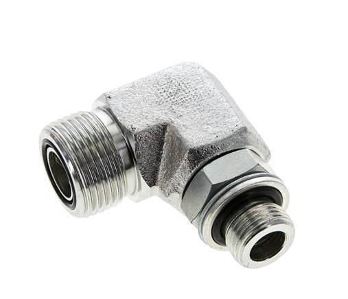 UNS 1''-14 x G 3/8'' Male Zinc plated Steel 90 deg Elbow Fitting ORFS 400 Bar - Hydraulic