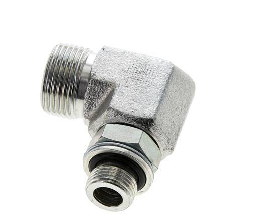 UNS 1''-14 x G 3/8'' Male Zinc plated Steel 90 deg Elbow Fitting ORFS 400 Bar - Hydraulic