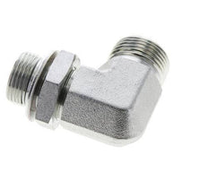 UN 1-3/16''-12 x G 3/4'' Male Zinc plated Steel 90 deg Elbow Fitting ORFS 400 Bar - Hydraulic