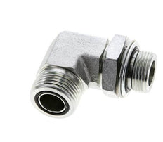 UN 1-3/16''-12 x G 3/4'' Male Zinc plated Steel 90 deg Elbow Fitting ORFS 400 Bar - Hydraulic