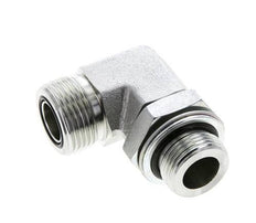 UN 1-3/16''-12 x G 3/4'' Male Zinc plated Steel 90 deg Elbow Fitting ORFS 400 Bar - Hydraulic