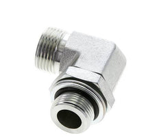 UN 1-3/16''-12 x G 3/4'' Male Zinc plated Steel 90 deg Elbow Fitting ORFS 400 Bar - Hydraulic