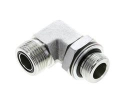 UN 1-3/16''-12 x G 3/4'' Male Zinc plated Steel 90 deg Elbow Fitting ORFS 400 Bar - Hydraulic