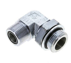 UN 1-3/16''-12 x G 1'' Male Zinc plated Steel 90 deg Elbow Fitting ORFS 315 Bar - Hydraulic