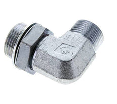 UN 1-3/16''-12 x G 1'' Male Zinc plated Steel 90 deg Elbow Fitting ORFS 315 Bar - Hydraulic