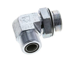 UN 1-3/16''-12 x G 1'' Male Zinc plated Steel 90 deg Elbow Fitting ORFS 315 Bar - Hydraulic