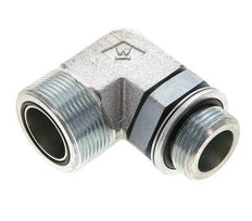 UN 1-11/16''-12 x G 1'' Male Zinc plated Steel 90 deg Elbow Fitting ORFS 250 Bar - Hydraulic