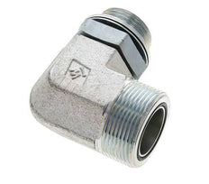 UN 1-11/16''-12 x G 1'' Male Zinc plated Steel 90 deg Elbow Fitting ORFS 250 Bar - Hydraulic