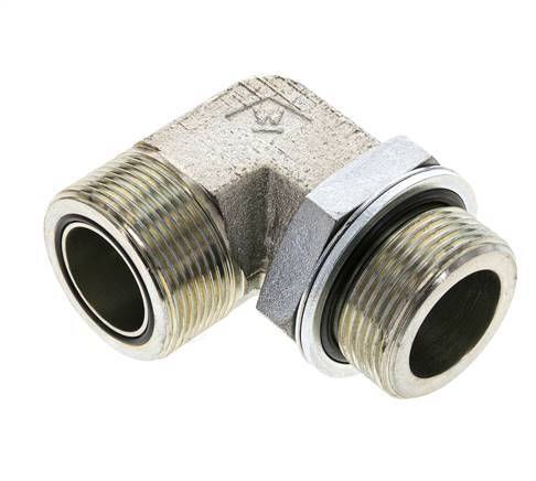 UN 1-11/16''-12 x G 1 1/4'' Male Zinc plated Steel 90 deg Elbow Fitting ORFS 250 Bar - Hydraulic