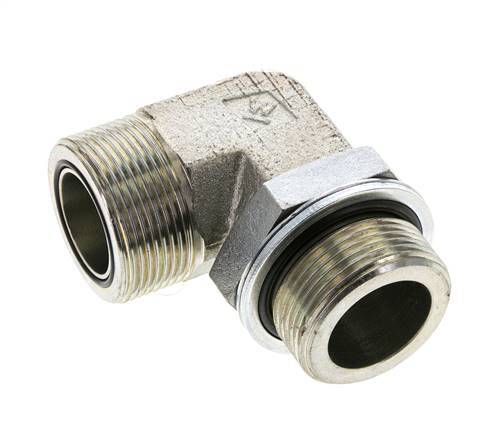 UN 1-11/16''-12 x G 1 1/4'' Male Zinc plated Steel 90 deg Elbow Fitting ORFS 250 Bar - Hydraulic