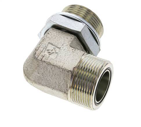 UN 1-11/16''-12 x G 1 1/4'' Male Zinc plated Steel 90 deg Elbow Fitting ORFS 250 Bar - Hydraulic