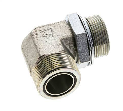 UN 1-11/16''-12 x G 1 1/4'' Male Zinc plated Steel 90 deg Elbow Fitting ORFS 250 Bar - Hydraulic