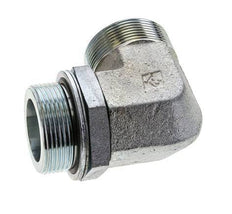 UN 2''-12 x G 1 1/2'' Male Zinc plated Steel 90 deg Elbow Fitting ORFS 200 Bar - Hydraulic