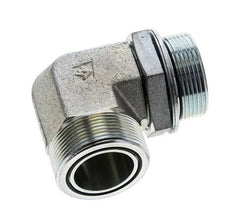 UN 2''-12 x G 1 1/2'' Male Zinc plated Steel 90 deg Elbow Fitting ORFS 200 Bar - Hydraulic