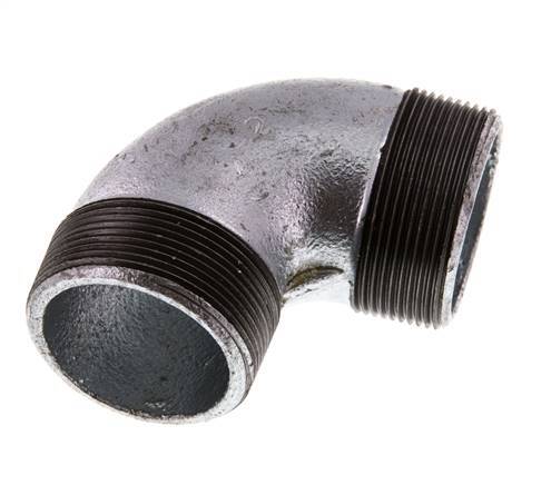 R 2'' Male Zinc plated Cast iron 90 deg Elbow Fitting 25 Bar